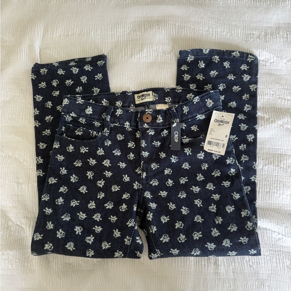Kids OshKosh B'gosh Blue Ankle Cropped Jeans with Floral Print